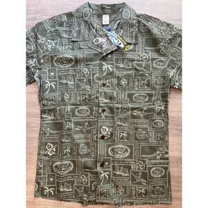 Palmwave Hawaii Men's Hawaiian Shirt Green Tropical Print M